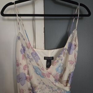 New York & Company Floral Mini Dress - Purple and Blue